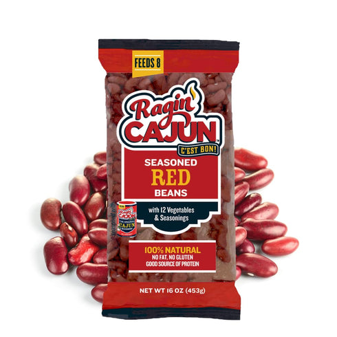 16 oz Pack, Pack 2, Ragin' Cajun Seasoned Red Beans - of Fat-Free, Gluten-Free, Reduced Sodium - Authentic Louisiana