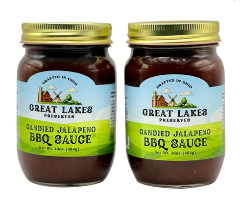 Great Lakes Preserves Candied Jalapeno Barbecue Sauce, Sweet Heat BBQ Sauce with