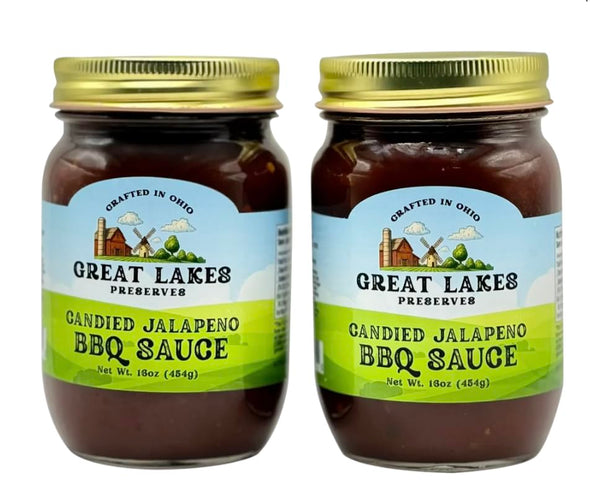 Great Lakes Preserves Candied Jalapeno Barbecue Sauce, Sweet Heat BBQ Sauce with