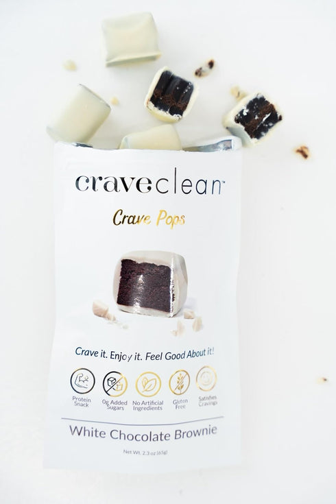 (10g), White Chocolate Brownie Pops (Full Case) Gluten-Free, High Protein Low Sugar, Guilt-Free Snack with Clean
