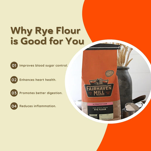 5 lbs Fairhaven Mill Fine Ground Whole Grain Rye Flour - USDA Organic Certified and Non-GMO - Ideal for Pumpernickel