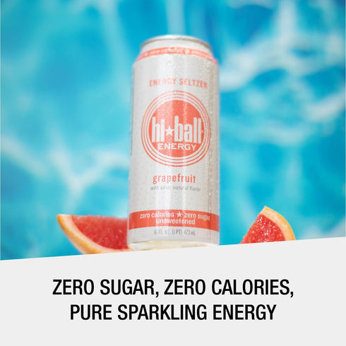160mg 50mg 50mg 16 oz (8-Pack) Hiball Clean Energy Drink - Grapefruit - Zero Sugar, Zero Calorie Sparkling Water