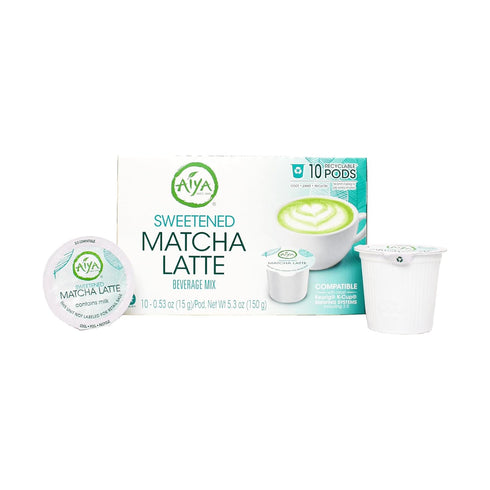 (10 Count, Aiya Creamy Matcha Latte Pods - Authentic Matcha with Rich Notes of Vanilla, Convenient Single-Serve Pods