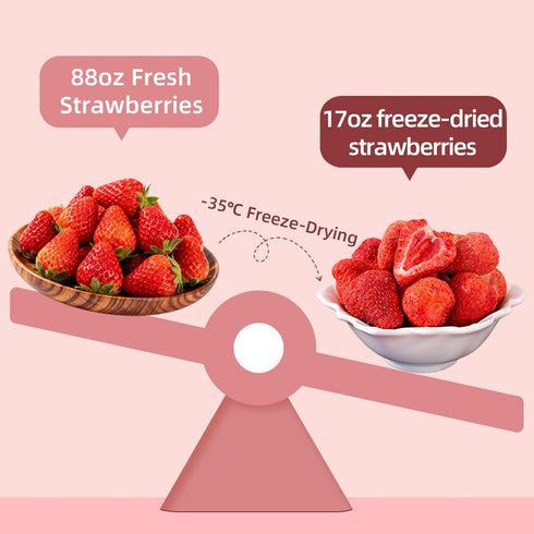 Awzag 8.82 Oz Freeze Dried Strawberries Crispy Freeze-Dried Whole Strawberries Intense Sweet & Tart Flavor Natural