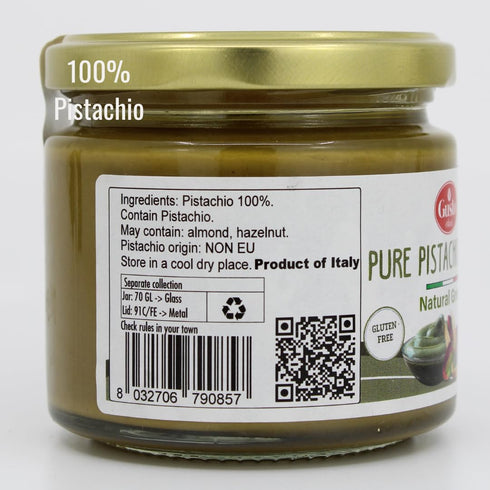 100% 6.7 oz (190 GUSTO ETNA Pure Sicilian Pistachio Paste, Pistachios, Unsweetened, No Added Sugar & Artificial Colors