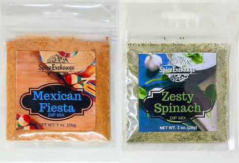 Spice Exchange Dip Mix Variety Pack - 7 Flavor - Green Onion, Cheesy Smoky Bacon, Jalapeno Spinach, Garlic & Chive,