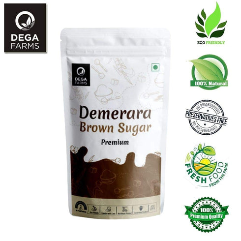 DEGA FARMS 500GM 100% Premium Demerara Sugar (Brown Sugar) - | Made with Pure, Organic & Natural Ingredients - SEDEX