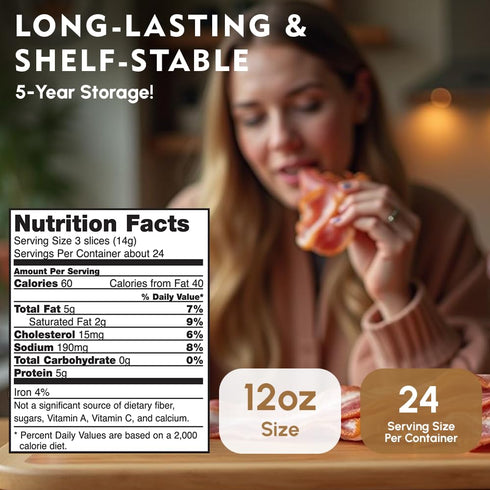 12 oz 5 Pack 1 Werling Fully Cooked Canned Bacon Ready to Eat Smoked Bacon, Shelf Stable up to Years, Long-Term Food