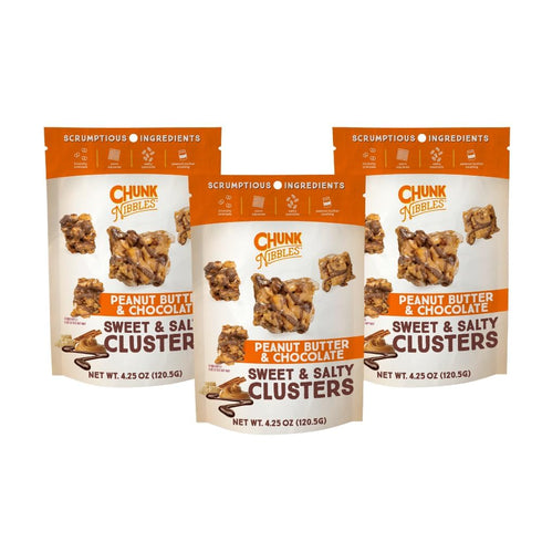 Chunk Nibbles Peanut Butter Chocolate Snack Clusters - Gourmet Sweet & Salty