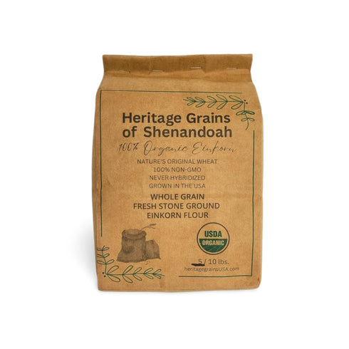 Heritage Grains of Shenandoah Organic Whole Grain Einkorn Flour, Fresh Stone-Ground & USA Grown, - great
