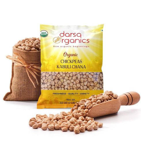 Darsa Organics Garbanzo Beans Chickpeas 2lbs, USDA Organic certified dried Chick peas