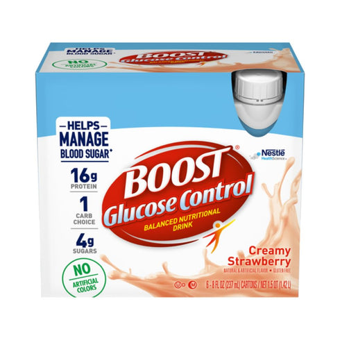 6-8 OZ Bottles/Pack (Pack 2) Boost Balanced Nutritional Drink, Creamy Strawberry, Helps Manage Blood Sugar with No