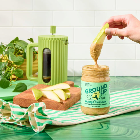 1 12oz Ground Up Almond & Cashew Nut Butter - Honey Cardamom With Chia Seed - Peanut-Free, Dairy-Free, Gluten-Free