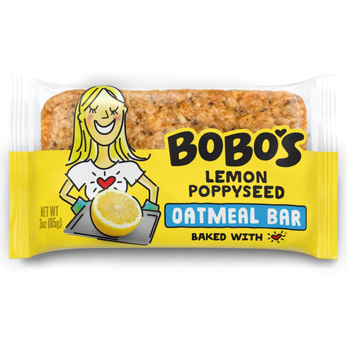Bobo's Lemon Poppyseed Oat Bars, Simple Ingredients, Whole Grain Oats, Plant Based,