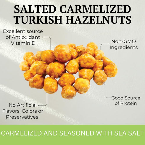 5 OZ Otto Nuts - Salted Caramelized Turkish Hazelnuts, Non-GMO Naturally Vegan Snack, Good Source of Protein |