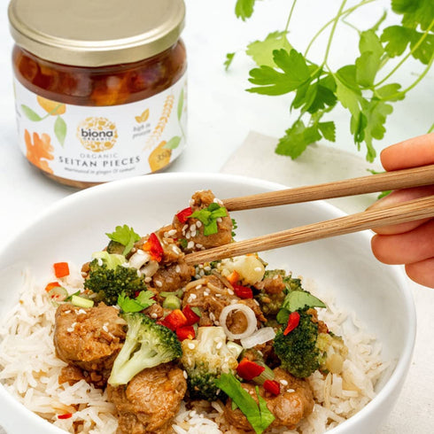 Biona 350g Organic - Seitan Pieces (in Soya Sauce & Ginger)