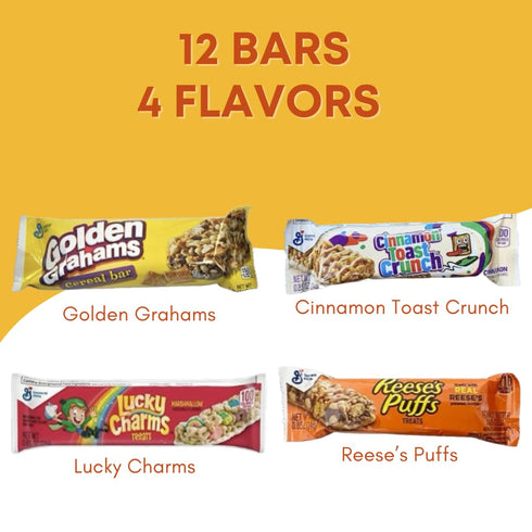 Variety Sampler Shop Pack (12) Breakfast Cereal Bars Variety - Cereal Treat Bars - Individually Wrapped Granola Bars