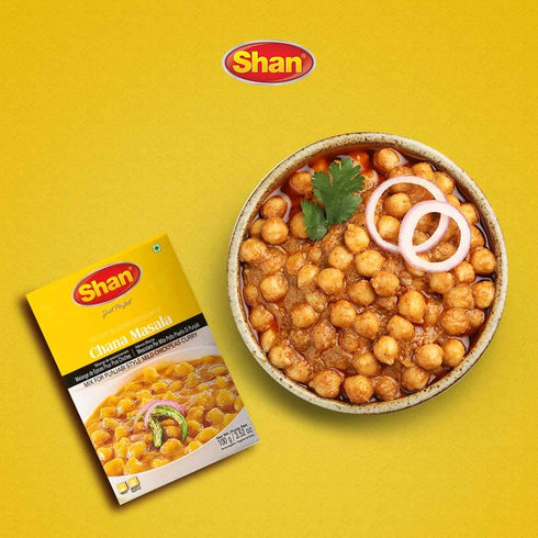3.52 oz (100g) (Pack 6) Shan Chana Masala Recipe and Seasoning Mix - Spice Powder for Punjabi Style Mild Chickpeas