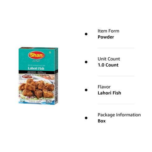 Shan Lahori Fish Recipe and Seasoning Mix 3.5 oz (100g) - Spice Powder for Batter Coated Fried Fish