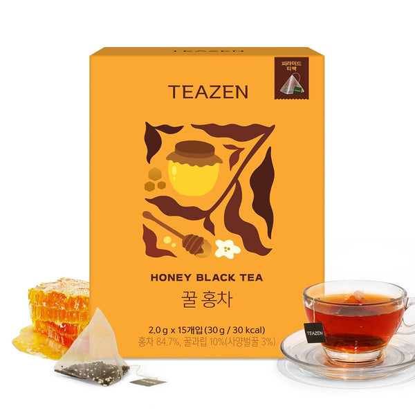 TEAZEN Honey Black Tea Bags, Zero Sugar Black Tea with Honey 15