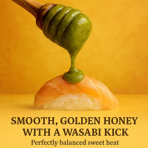 Bee Great (8 oz) Wasabi Hot Honey Bold Sweet Heat with Wasabi Kick Great with Sushi, Seafood & Salads