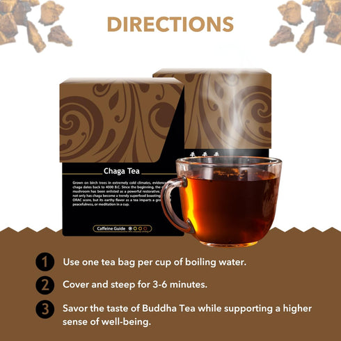18 (Pack 1) Buddha Teas - Chaga Tea - Organic Herbal Tea - For Cognitive Balance & Overall Health - With Chaga