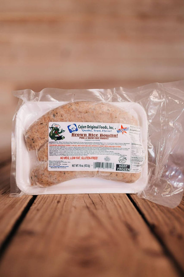 Cajun Original Foods Pork Boudin Sausage Links w/Brown Rice, 3 Links (1 lb). Cajun Seasoned,