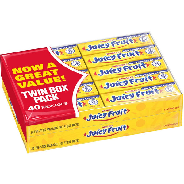 Juicy Fruit Gum JUICY FRUIT Original Bubble Gum Chewing Gum Bulk Pack, 5 Stick (Pack
