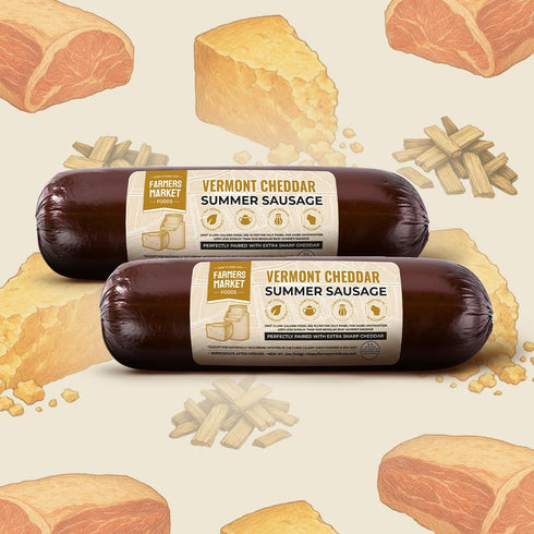 Summer Set, 12oz 2-Pack, Farmers Market, Gluten Free, Keto, Paleo, Low Sodium, Low Sugar, Sausage Gift Vermont Cheddar