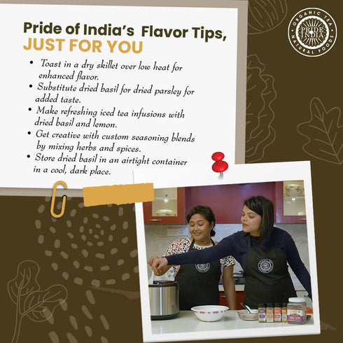0.5 oz. Pride of India Sweet Holy Basil Leaf Indian Tulsi Leaf Cut & Sifted Gourmet Herb Rich in Nutrients Ocimum
