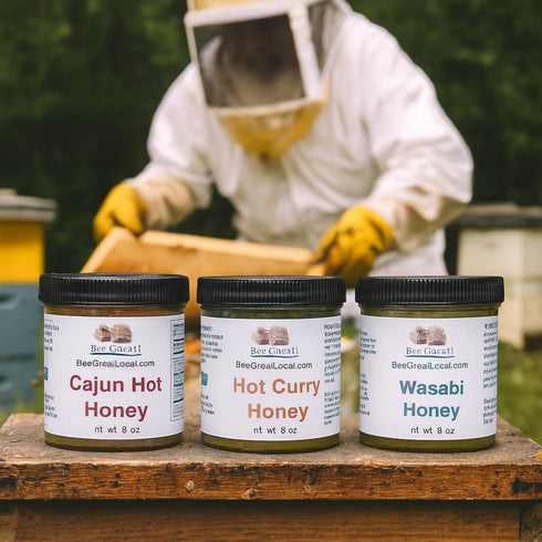 Bee Great (8 oz) Wasabi Hot Honey Bold Sweet Heat with Wasabi Kick Great with Sushi, Seafood & Salads