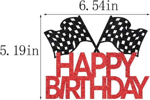 Sparkling Checkered Flag Cake Topper for Racing-Themed Birthdays