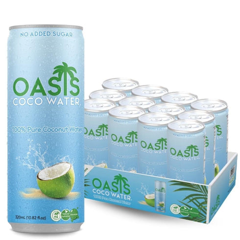 Oasis Coconut Water, 12 Pack, 100% Pure Coconut Water with Electrolytes, Natural