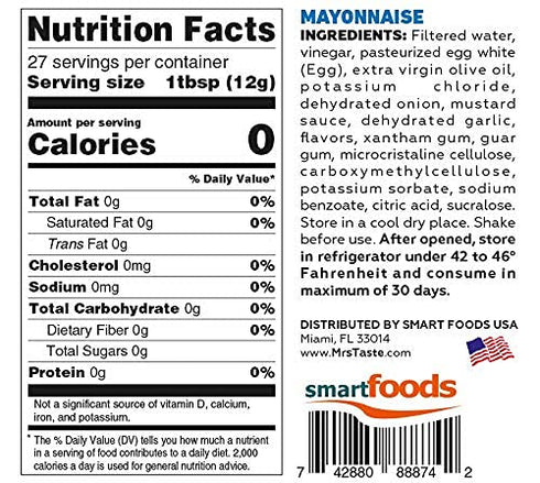 (11 oz, Mrs Taste Sugar Free Mayo, Zero Calories, Zero Sodium, Zero Sugar, High Fiber, Keto Friendly, Paleo Friendly
