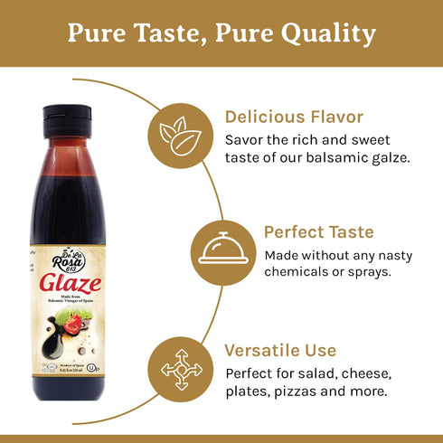 8.45 Oz (Pack 1) De La Rosa Balsamic Glaze, Vegan, KOSHER FOR PASSOVER, Non-GMO & Gluten Free, Great for Salad