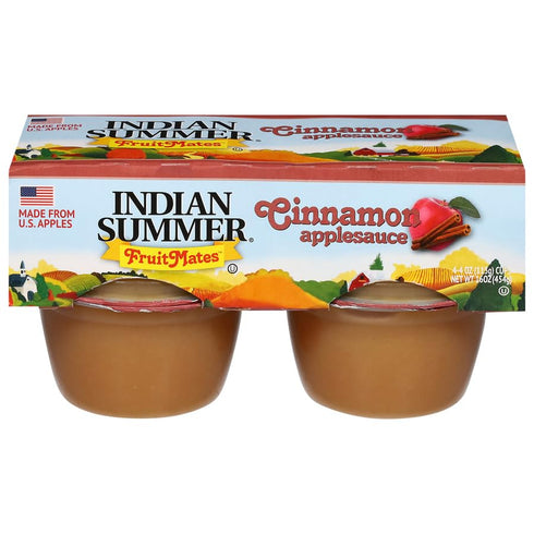 Indian Summer Single Serve Cinnamon Apple Sauce, Individually Packed Applesauces, 4 Single