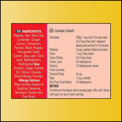 1.76 oz (50g) (Pack 3) Shan Chana Chaat Seasoning Mix - Spice Powder for Garnishing on Chickpeas Savory Snacks