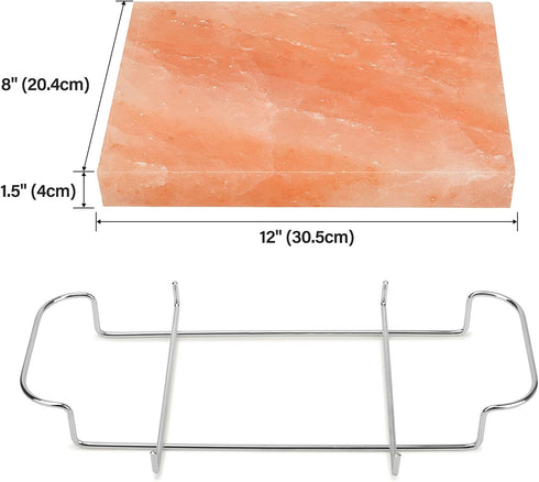 Set 12 8 1.5 Onlyfire Himalayan Salt Block Cooking Plate with Steel Tray x x for Cooking, Grilling, Cutting and Serving