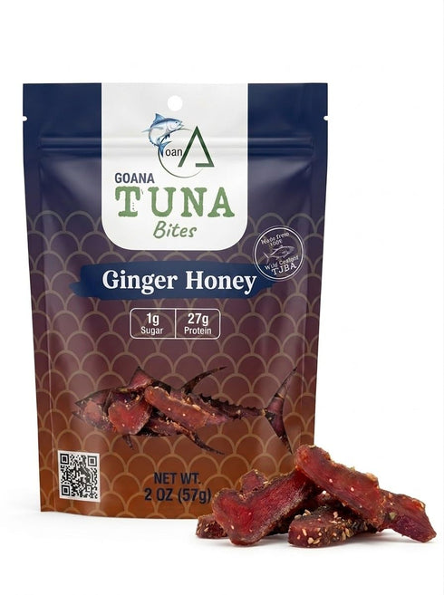 GOANA Tuna Jerky Bites, Ginger Honey, High Protein Fish Snack, Wild Caught Ahi