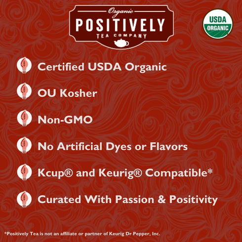 24 Organic Positively Tea Company, English Breakfast Black Tea, K-Cup Compatible, Pods