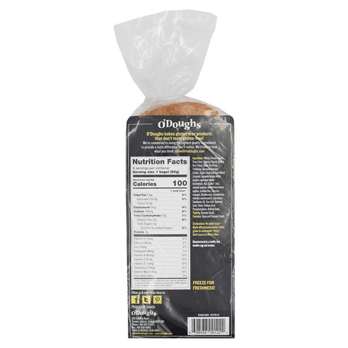10.6 oz Pack 6 O'Doughs Thins - Sesame Bagels | Presliced | Good Source of Fibre, Cholesterol Free, Trans Fat Free. |
