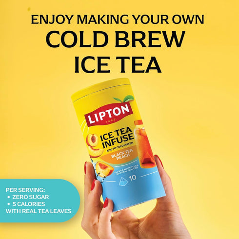 10ct/1ea Pack) Lipton Ice Tea Infuse (Hibiscus Rapberry, Green Tea Citrus, Black Tea Peach) - Cold Brew Tea Bags