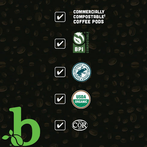30 Count beaniac Organic Full On French Roast, Dark Roast, Single Serve Compostable K Cup Coffee Pods, Organic Arabica