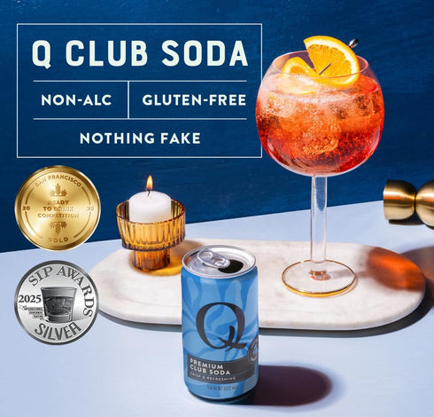 0 7.5 oz (Pack 24) Q CLUB SODA - Club soda with Himalayan Salt - Ideal for Cocktails & Mocktails - No Sugar, Perfectly