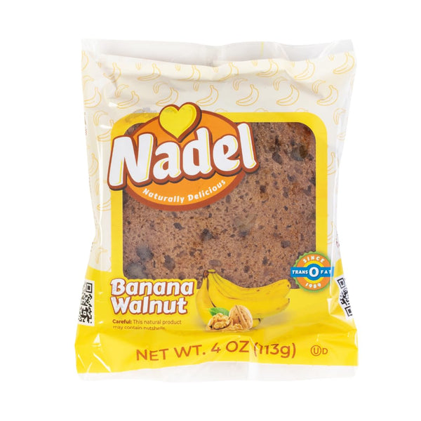 Naturally Delicious Nadel - Banana Nut bread, 8 Pack, Fresh Bananas, Crunchy Walnuts, Lunch