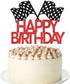 Sparkling Checkered Flag Cake Topper for Racing-Themed Birthdays