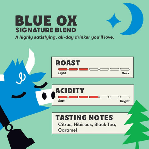 12 oz, Pack 3, Peace Coffee Blue Ox Blend Medium Roast Whole Bean Coffee, of Organic Fair Trade, Creamy, Mild Flavor