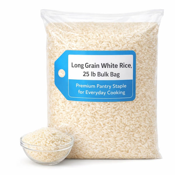Triplenet Pricing Long White Rice, 25 LB Bulk Bag, Premium White Rice for Cooking,