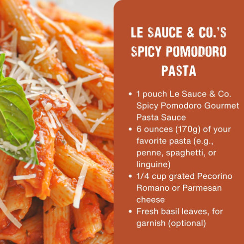 (2-pack), Always Fresh, Two Servings, Spicy Pomodoro Gourmet Pasta Sauce Le Sauce & Co. Imported Italian San Marzano