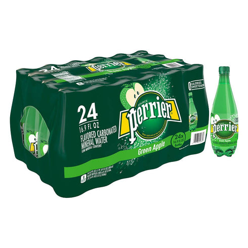 Perrier Green Apple Flavored Carbonated Mineral Water, 16.9 fl oz. Plastic Bottles (24